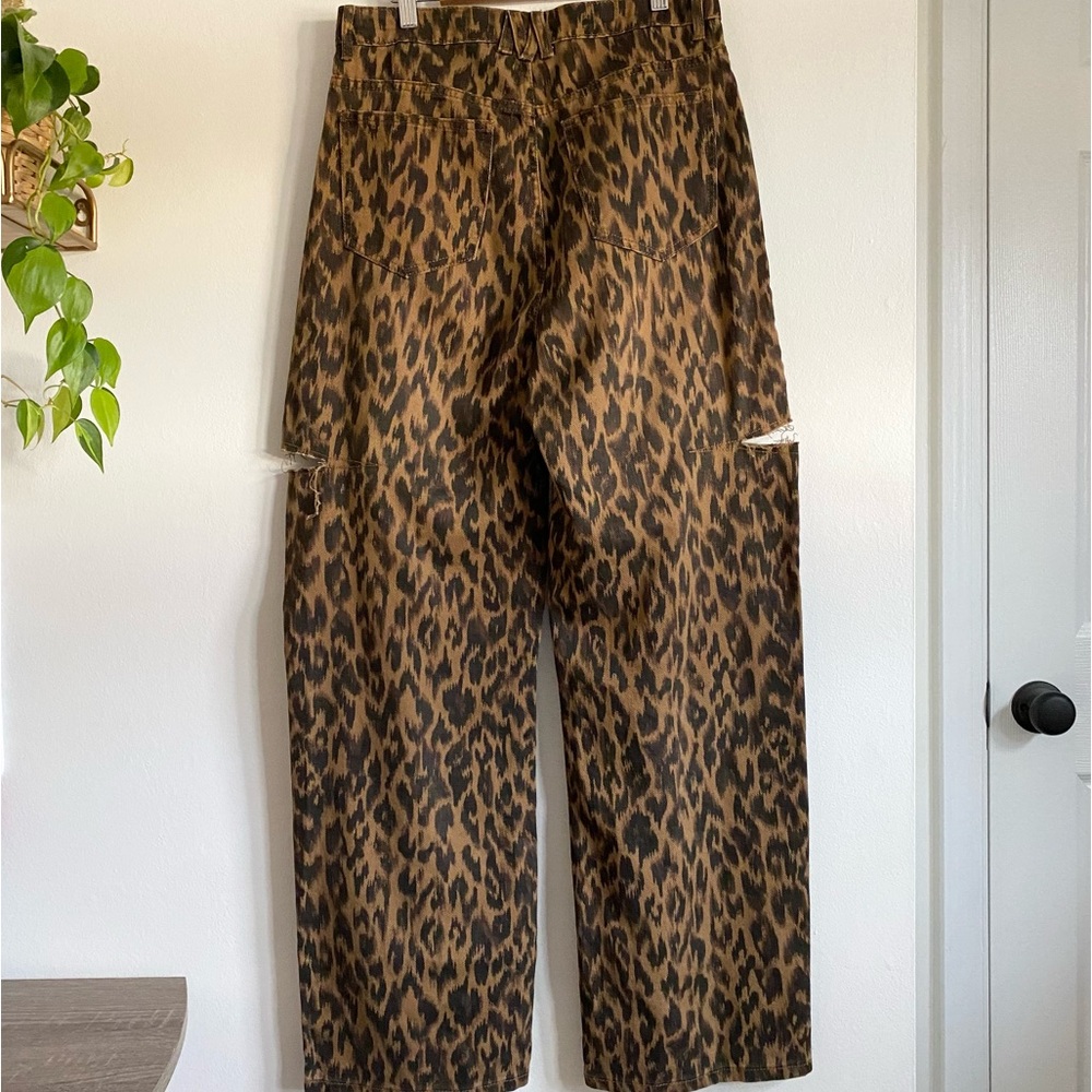 Steve Madden Maise Leopard Barrel Wide Leg High Rise Jeans NWT - Picture 6 of 8